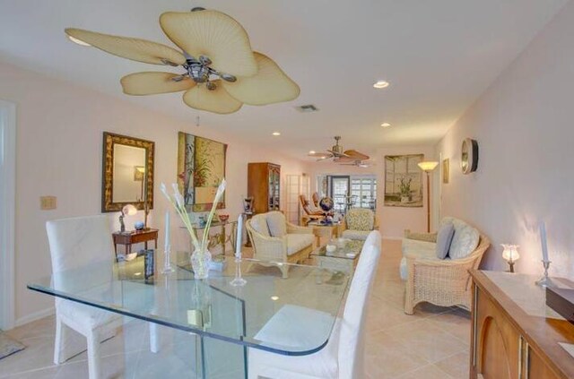4728 Finchwood Rd Unit B, Boynton Beach, FL 33436 - dining area featuring ceiling fan and light tile patterned floors