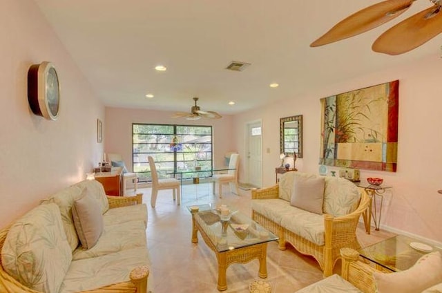 4728 Finchwood Rd Unit B, Boynton Beach, FL 33436 - living room with a ceiling fan and recessed lighting