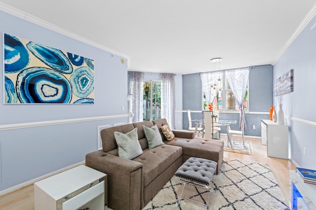 802 W Windward Way Unit 304, Lantana, FL 33462 - living area with light wood-style floors, crown molding, and baseboards