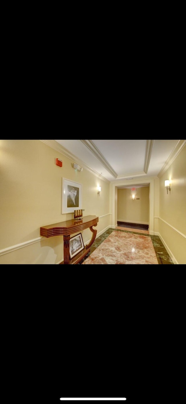 802 W Windward Way Unit 304, Lantana, FL 33462 - hallway featuring baseboards and ornamental molding