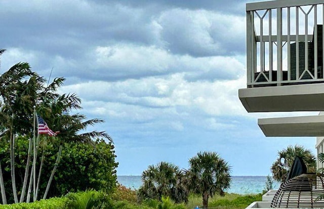 exterior space featuring a water view