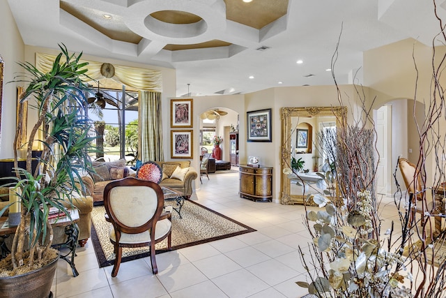 1815 Waldorf Dr, Royal Palm Beach, FL 33411 - lobby featuring coffered ceiling, beam ceiling, and recessed lighting