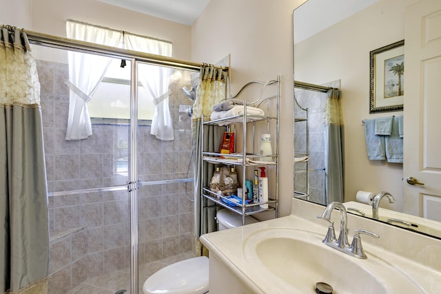 1815 Waldorf Dr, Royal Palm Beach, FL 33411 - bathroom featuring a stall shower, toilet, and vanity
