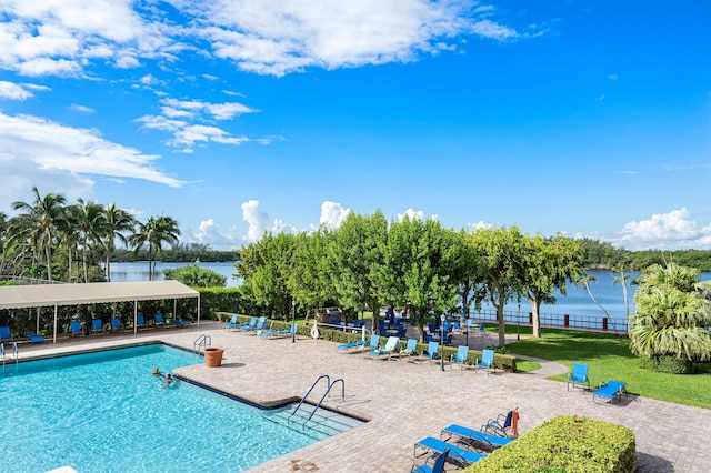 2121 N Ocean Blvd Unit 1707E, Boca Raton, FL 33431 - community pool with fence, a water view, and a patio