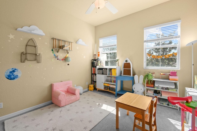 111 Tullamore Ave, Jupiter, FL 33458 - recreation room with carpet flooring, ceiling fan, and baseboards