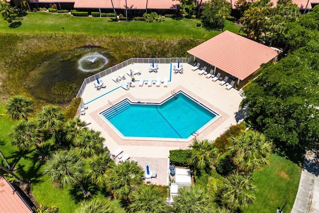 bird's eye view of a pool