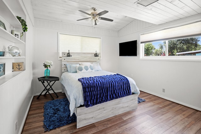 764 Westwind Dr, North Palm Beach, FL 33408 - bedroom with wooden ceiling, wood-type flooring, baseboards, and a ceiling fan