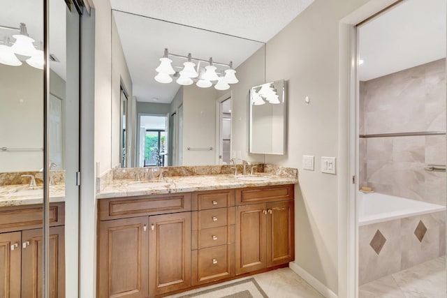 8030 Eastlake Dr Unit 10B, Boca Raton, FL 33433 - bathroom featuring double vanity, a tub, a shower, and tile patterned flooring