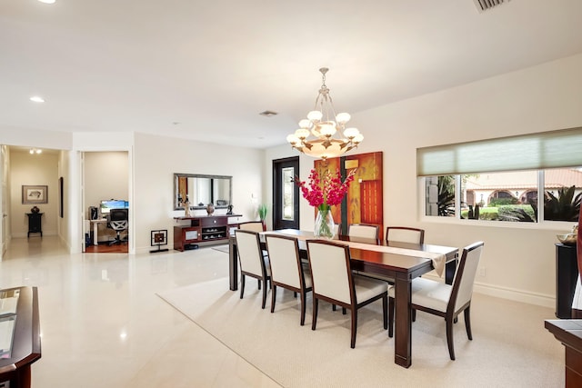 391 Glenbrook Dr, Atlantis, FL 33462 - dining space featuring a chandelier, plenty of natural light, recessed lighting, and baseboards