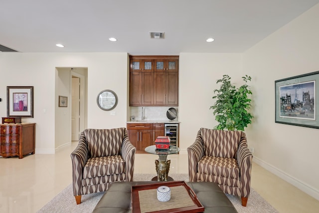 391 Glenbrook Dr, Atlantis, FL 33462 - living area with wine cooler, a bar, recessed lighting, and baseboards