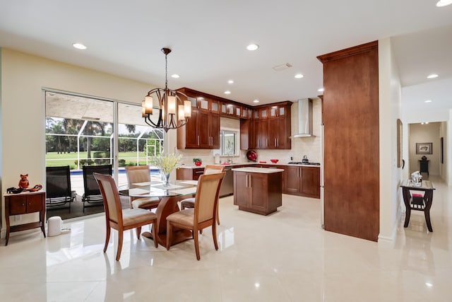 391 Glenbrook Dr, Atlantis, FL 33462 - dining space with recessed lighting, light tile patterned floors, and a chandelier
