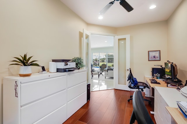 391 Glenbrook Dr, Atlantis, FL 33462 - office space featuring dark wood-style flooring, ceiling fan, and recessed lighting