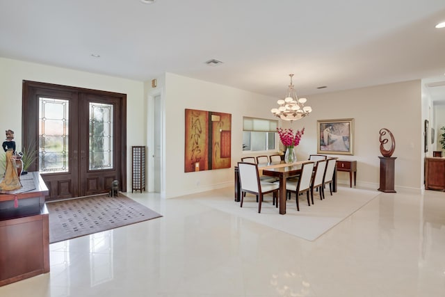 391 Glenbrook Dr, Atlantis, FL 33462 - dining space with a chandelier, light tile patterned floors, recessed lighting, and baseboards