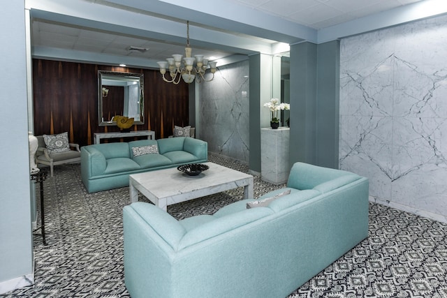 2860 S Ocean Blvd Unit 202, Palm Beach, FL 33480 - living area featuring a chandelier and carpet flooring