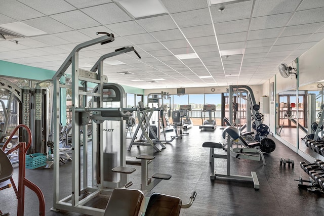 113 Lake Emerald Dr Unit 409, Oakland Park, FL 33309 - workout area with a drop ceiling