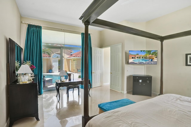 19262 Redberry Ct, Boca Raton, FL 33498 - bedroom with light tile patterned flooring, access to exterior, and baseboards