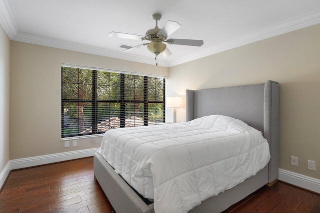 4401 N Ocean Blvd Unit 12, Boca Raton, FL 33431 - bedroom featuring wood finished floors, baseboards, ornamental molding, and ceiling fan