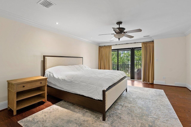 4401 N Ocean Blvd Unit 12, Boca Raton, FL 33431 - bedroom featuring crown molding, wood finished floors, access to outside, baseboards, and recessed lighting