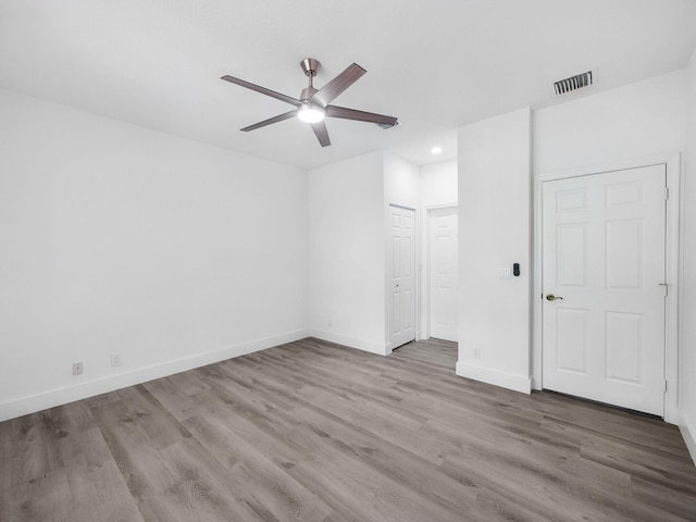 7285 Via Luria, Lake Worth, FL 33467 - interior space featuring recessed lighting, baseboards, ceiling fan, visible vents, and wood finished floors