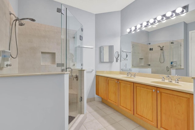 1500 Mariner Bay Blvd Unit 1500, Fort Pierce, FL 34949 - full bathroom with tile patterned flooring, a shower stall, and double vanity
