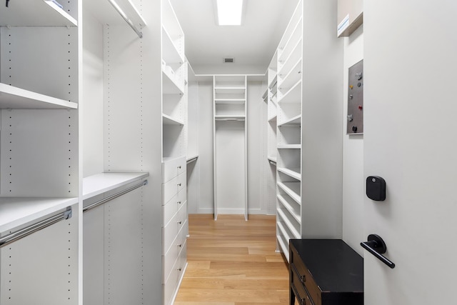 walk in closet featuring light wood-style floors