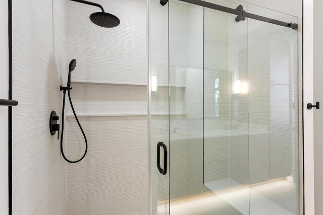 bathroom featuring a stall shower