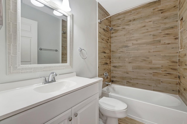 full bathroom with tub / shower combination, toilet, and vanity