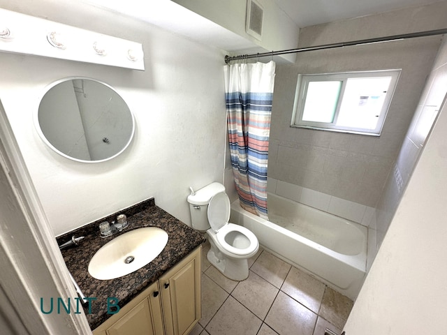 817 Lighthouse Dr Unit A, B, C, D, North Palm Beach, FL 33408 - bathroom with vanity, shower / bath combination with curtain, toilet, and tile patterned flooring