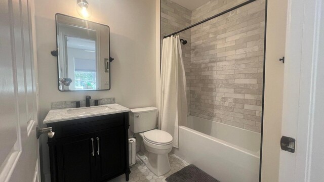 203 Evergrene Pkwy, Palm Beach Gardens, FL 33410 - full bath with toilet, vanity, shower / tub combo with curtain, and tile patterned floors
