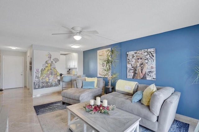 2724 N Garden Dr Unit 302, Lake Worth, FL 33461 - living area featuring a ceiling fan and baseboards