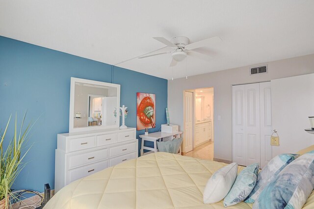2724 N Garden Dr Unit 302, Lake Worth, FL 33461 - bedroom featuring light marble finish floors and a ceiling fan