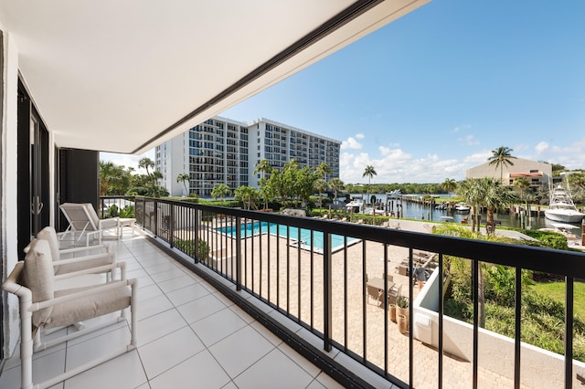 balcony with a water view
