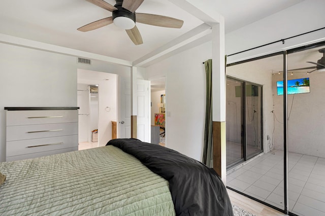 320 Norwood Ter Unit N114, Boca Raton, FL 33431 - bedroom with a ceiling fan and light tile patterned floors