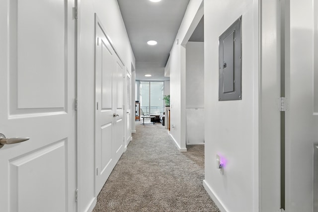300 S Australian Ave Unit 801, West Palm Beach, FL 33401 - corridor with electric panel, carpet, and baseboards