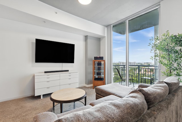 300 S Australian Ave Unit 801, West Palm Beach, FL 33401 - living room with floor to ceiling windows, baseboards, and carpet