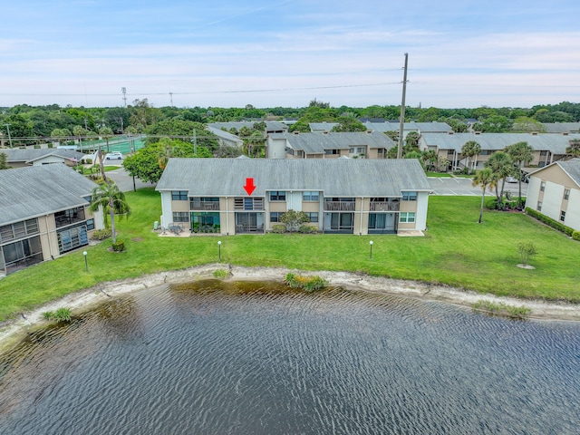 aerial view of a nearby body of water