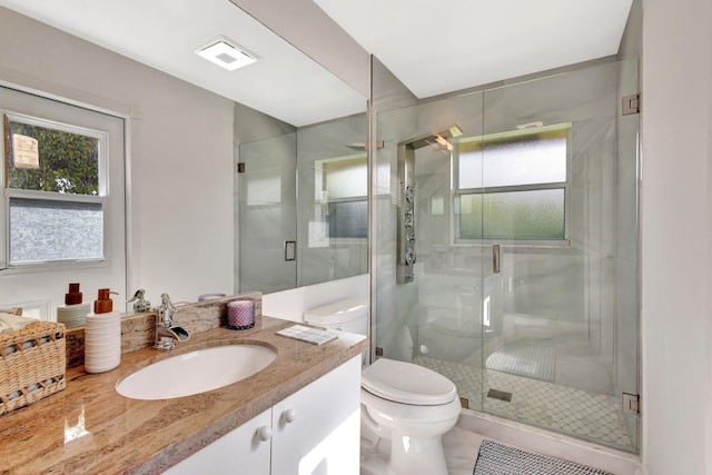 19236 Bay Leaf Ct, Boca Raton, FL 33498 - full bathroom featuring toilet, a stall shower, and vanity