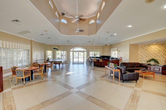 19236 Bay Leaf Ct, Boca Raton, FL 33498 - building lobby featuring ornamental molding and recessed lighting