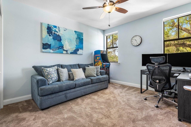 507 SW 17th St, Fort Lauderdale, FL 33315 - carpeted office space featuring ceiling fan and baseboards