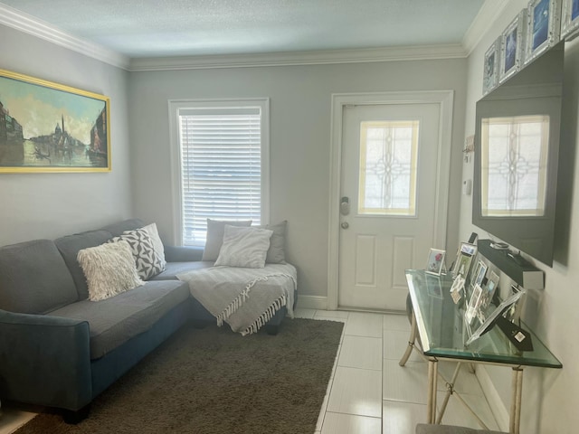 1119 S Ridge St, Lake Worth, FL 33460 - living room with plenty of natural light, ornamental molding, and tile patterned flooring