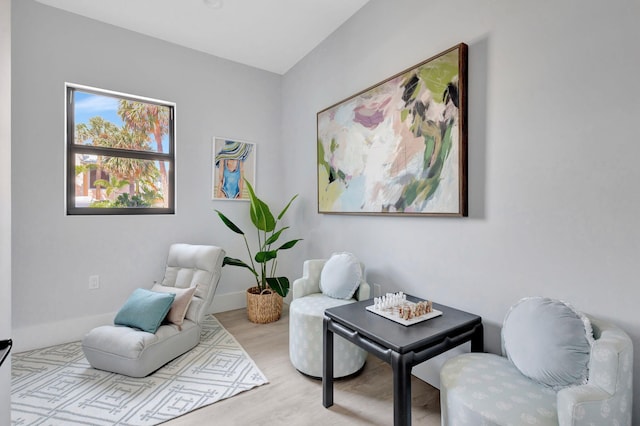 living area with light wood-style floors