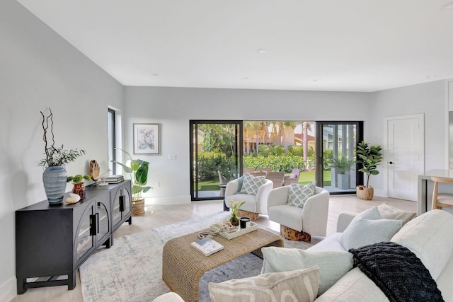 living area with baseboards