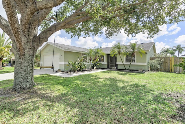 single story home featuring stucco siding and a garage