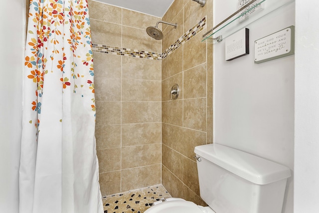 full bath with a shower stall and toilet