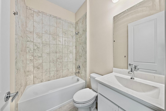 full bathroom featuring toilet, vanity, and shower / washtub combination