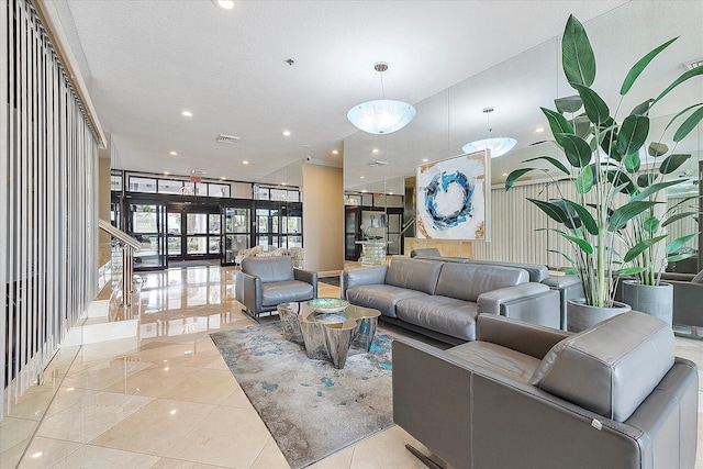 community lobby with recessed lighting