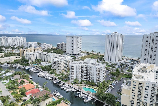 view of urban area featuring a nearby body of water