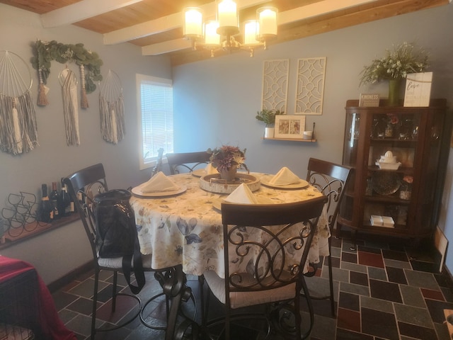 832 N D St, Lake Worth Beach, FL 33460 - dining room featuring beam ceiling and a chandelier