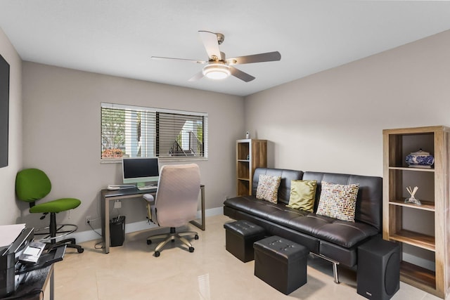 15365 Lakes Of Delray Blvd Unit 106, Delray Beach, FL 33484 - office with ceiling fan and baseboards