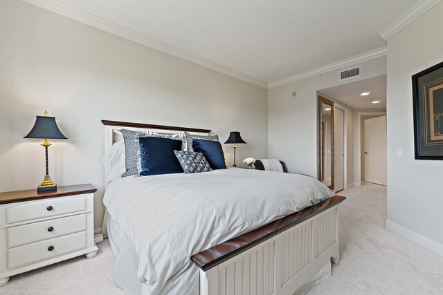 3610 Gardens Pkwy Unit 403A, Palm Beach Gardens, FL 33410 - bedroom with light carpet, crown molding, and baseboards